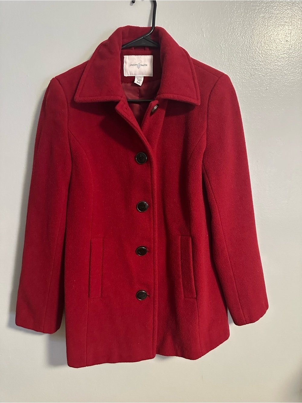 Jaclyn Smith Red Wool Blend Pea Coat Size S